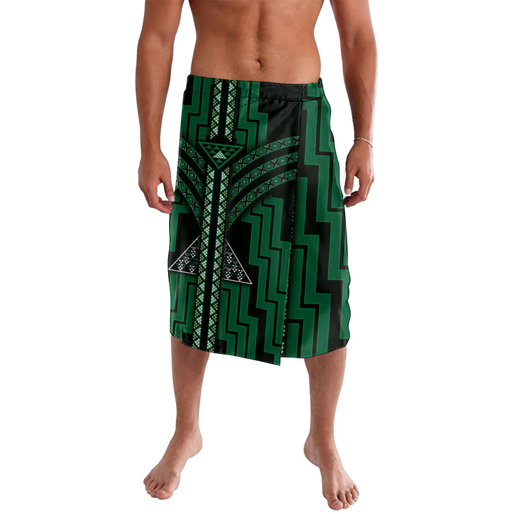 New Zealand Manta Ray Lavalava Maori Tukutuku Taniko Motifs Green