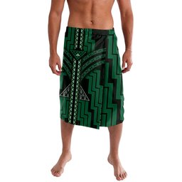 New Zealand Manta Ray Lavalava Maori Tukutuku Taniko Motifs Green