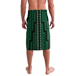 New Zealand Manta Ray Lavalava Maori Tukutuku Taniko Motifs Green