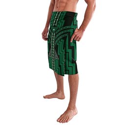 New Zealand Manta Ray Lavalava Maori Tukutuku Taniko Motifs Green