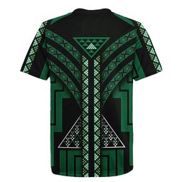 New Zealand Manta Ray Rugby Jersey Maori Tukutuku Taniko Motifs Green