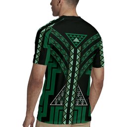 New Zealand Manta Ray Rugby Jersey Maori Tukutuku Taniko Motifs Green