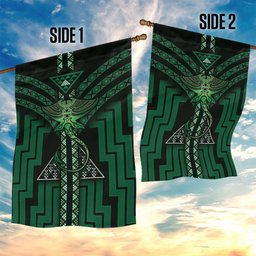 New Zealand Manta Ray Garden Flag Maori Tukutuku Taniko Motifs Green