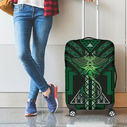 New Zealand Manta Ray Luggage Cover Maori Tukutuku Taniko Motifs Green