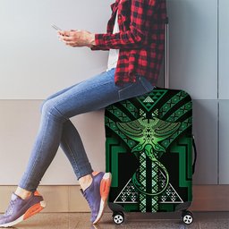 New Zealand Manta Ray Luggage Cover Maori Tukutuku Taniko Motifs Green