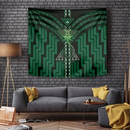 New Zealand Manta Ray Tapestry Maori Tukutuku Taniko Motifs Green