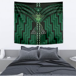 New Zealand Manta Ray Tapestry Maori Tukutuku Taniko Motifs Green