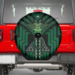 New Zealand Manta Ray Spare Tire Cover Maori Tukutuku Taniko Motifs Green