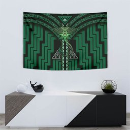 New Zealand Manta Ray Tapestry Maori Tukutuku Taniko Motifs Green