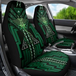 New Zealand Manta Ray Car Seat Cover Maori Tukutuku Taniko Motifs Green