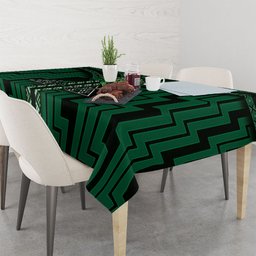 New Zealand Manta Ray Tablecloth Maori Tukutuku Taniko Motifs Green