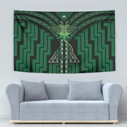 New Zealand Manta Ray Tapestry Maori Tukutuku Taniko Motifs Green