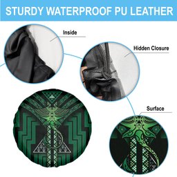New Zealand Manta Ray Spare Tire Cover Maori Tukutuku Taniko Motifs Green