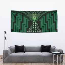 New Zealand Manta Ray Tapestry Maori Tukutuku Taniko Motifs Green