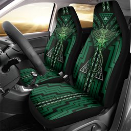 New Zealand Manta Ray Car Seat Cover Maori Tukutuku Taniko Motifs Green