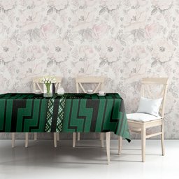 New Zealand Manta Ray Tablecloth Maori Tukutuku Taniko Motifs Green