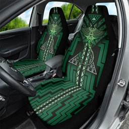 New Zealand Manta Ray Car Seat Cover Maori Tukutuku Taniko Motifs Green