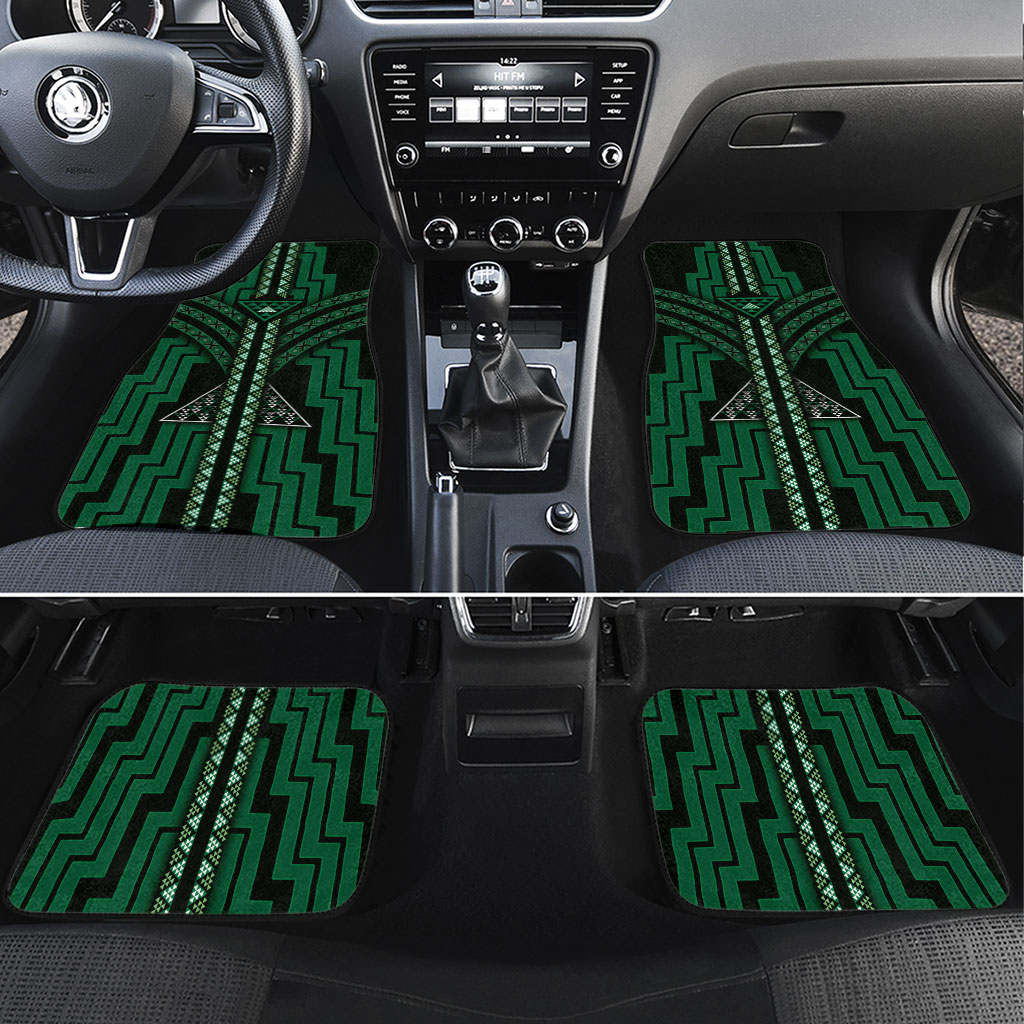 New Zealand Manta Ray Car Mats Maori Tukutuku Taniko Motifs Green