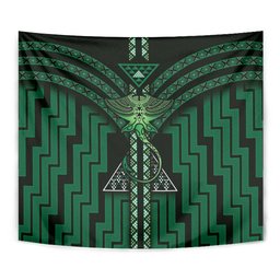 New Zealand Manta Ray Tapestry Maori Tukutuku Taniko Motifs Green