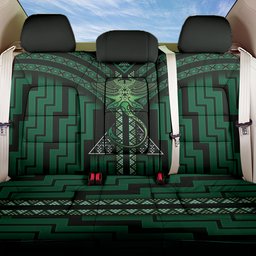 New Zealand Manta Ray Back Car Seat Cover Maori Tukutuku Taniko Motifs Green