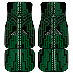 New Zealand Manta Ray Car Mats Maori Tukutuku Taniko Motifs Green
