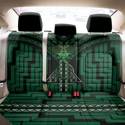 New Zealand Manta Ray Back Car Seat Cover Maori Tukutuku Taniko Motifs Green