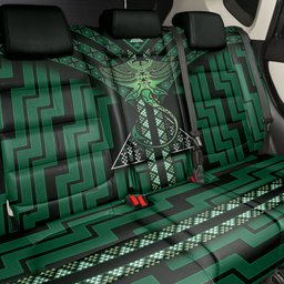 New Zealand Manta Ray Back Car Seat Cover Maori Tukutuku Taniko Motifs Green