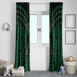 New Zealand Manta Ray Window Curtain Maori Tukutuku Taniko Motifs Green
