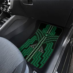New Zealand Manta Ray Car Mats Maori Tukutuku Taniko Motifs Green