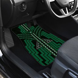New Zealand Manta Ray Car Mats Maori Tukutuku Taniko Motifs Green