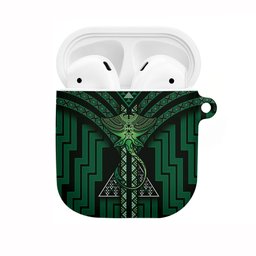 New Zealand Manta Ray AirPods Case Maori Tukutuku Taniko Motifs Green
