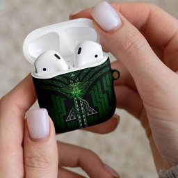 New Zealand Manta Ray AirPods Case Maori Tukutuku Taniko Motifs Green