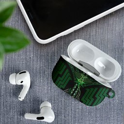 New Zealand Manta Ray AirPods Case Maori Tukutuku Taniko Motifs Green