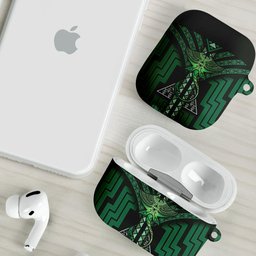 New Zealand Manta Ray AirPods Case Maori Tukutuku Taniko Motifs Green