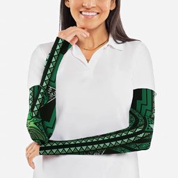 New Zealand Manta Ray Arm Sleeves Maori Tukutuku Taniko Motifs Green