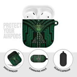 New Zealand Manta Ray AirPods Case Maori Tukutuku Taniko Motifs Green
