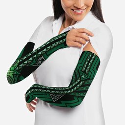 New Zealand Manta Ray Arm Sleeves Maori Tukutuku Taniko Motifs Green