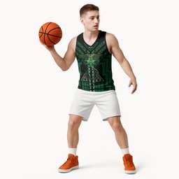New Zealand Manta Ray Basketball Jersey Maori Tukutuku Taniko Motifs Green