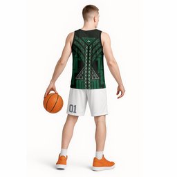 New Zealand Manta Ray Basketball Jersey Maori Tukutuku Taniko Motifs Green