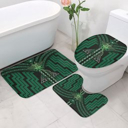 New Zealand Manta Ray Bathroom Set Maori Tukutuku Taniko Motifs Green
