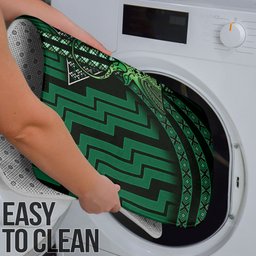 New Zealand Manta Ray Bathroom Set Maori Tukutuku Taniko Motifs Green