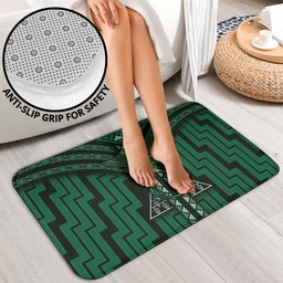 New Zealand Manta Ray Bathroom Set Maori Tukutuku Taniko Motifs Green