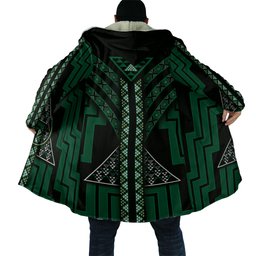 New Zealand Manta Ray Cloak Maori Tukutuku Taniko Motifs Green