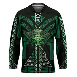 New Zealand Manta Ray Hockey Jersey Maori Tukutuku Taniko Motifs Green