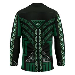 New Zealand Manta Ray Hockey Jersey Maori Tukutuku Taniko Motifs Green
