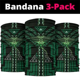 New Zealand Manta Ray Neck Gaiter Maori Tukutuku Taniko Motifs Green
