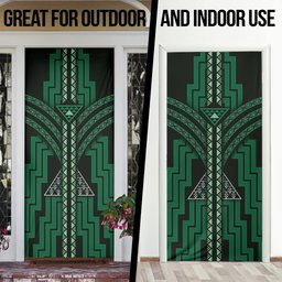 New Zealand Manta Ray Door Cover Maori Tukutuku Taniko Motifs Green