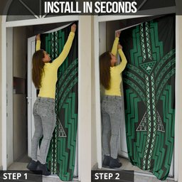 New Zealand Manta Ray Door Cover Maori Tukutuku Taniko Motifs Green
