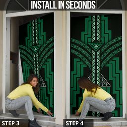 New Zealand Manta Ray Door Cover Maori Tukutuku Taniko Motifs Green