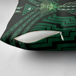 New Zealand Manta Ray Pillow Cover Maori Tukutuku Taniko Motifs Green